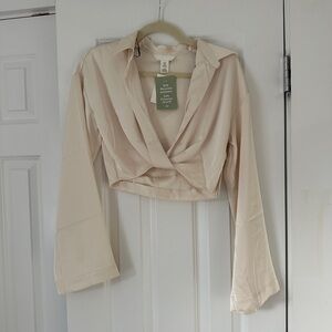 Elegant Cream Wrap Top